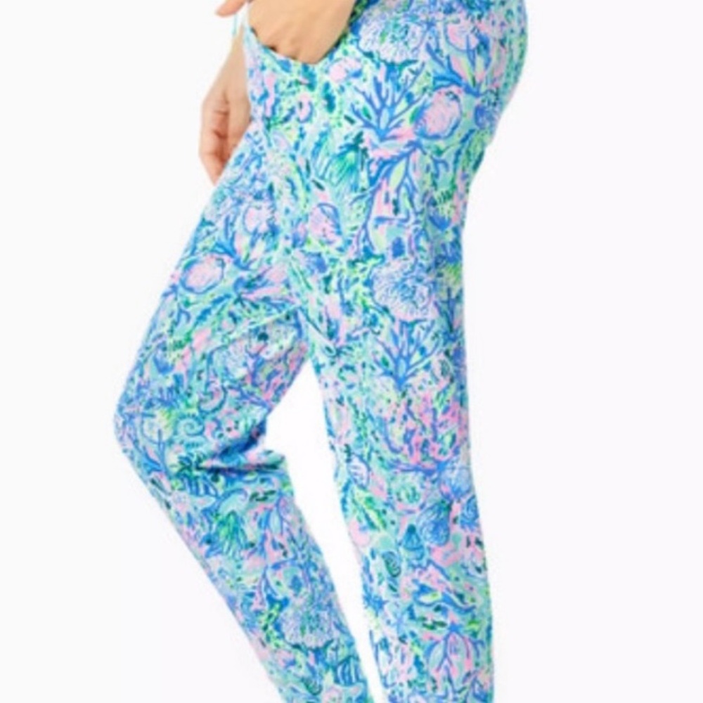 Lilly Pulitzer Size S Mid Rise Jogger Up Surf Blue Soleil It On Me Luxletic - Picture 4 of 9